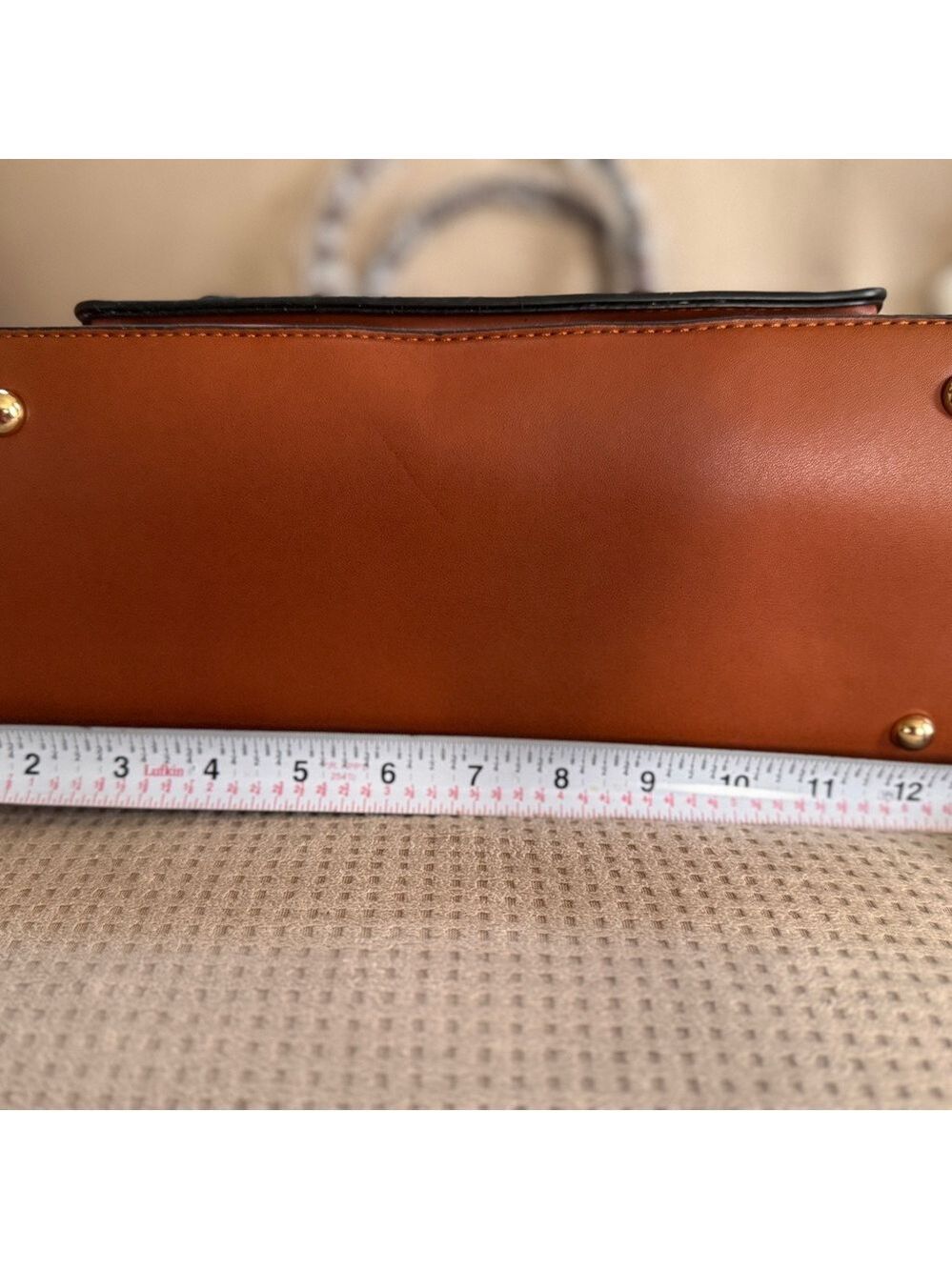 Brown Croc-Embossed Accent Structured Tote Handbag - Picture 9 of 12